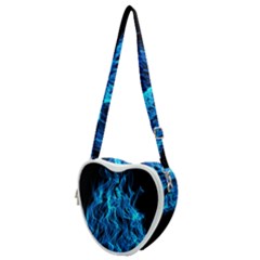 Digitally Created Blue Flames Of Fire Heart Shoulder Bag