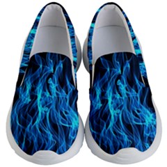 Digitally Created Blue Flames Of Fire Kids Lightweight Slip Ons by Simbadda