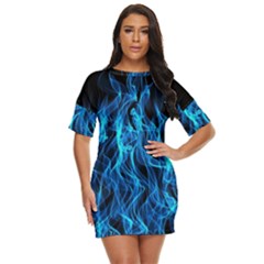 Digitally Created Blue Flames Of Fire Just Threw It On Dress by Simbadda