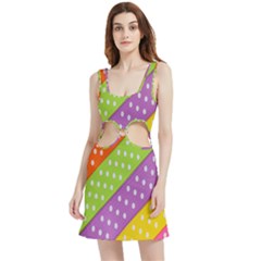 Colorful Easter Ribbon Background Velour Cutout Dress by Simbadda