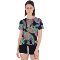 Autumn Pattern Dried Leaves Open Back Sport Tee by Simbadda