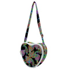 Autumn Pattern Dried Leaves Heart Shoulder Bag