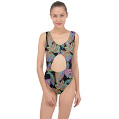 Autumn Pattern Dried Leaves Center Cut Out Swimsuit by Simbadda
