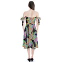 Autumn Pattern Dried Leaves Shoulder Tie Bardot Midi Dress View2