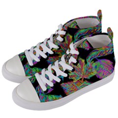 Autumn Pattern Dried Leaves Women s Mid-top Canvas Sneakers by Simbadda