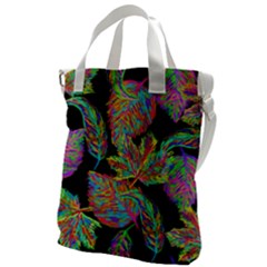 Autumn Pattern Dried Leaves Canvas Messenger Bag by Simbadda