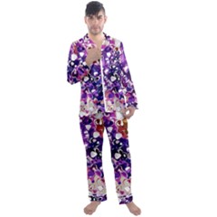 Paint Texture Purple Watercolor Men s Long Sleeve Satin Pajamas Set