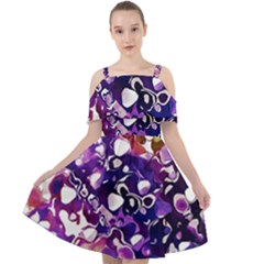 Paint Texture Purple Watercolor Cut Out Shoulders Chiffon Dress by Simbadda