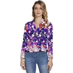 Paint Texture Purple Watercolor Women s Long Sleeve Revers Collar Cropped Jacket by Simbadda