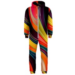 Abstract Colorful Background Wavy Hooded Jumpsuit (men) by Simbadda