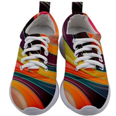 Abstract Colorful Background Wavy Kids Athletic Shoes