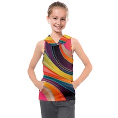 Abstract Colorful Background Wavy Kids  Sleeveless Hoodie