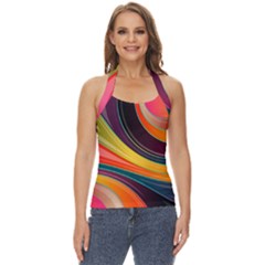 Abstract Colorful Background Wavy Basic Halter Top by Simbadda