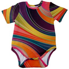 Abstract Colorful Background Wavy Baby Short Sleeve Bodysuit