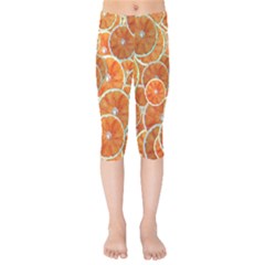Oranges Background Texture Pattern Kids  Capri Leggings  by Simbadda