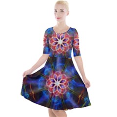 Mandala Pattern Kaleidoscope Quarter Sleeve A-line Dress