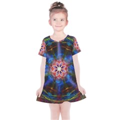Mandala Pattern Kaleidoscope Kids  Simple Cotton Dress by Simbadda