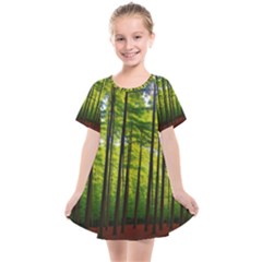 Green Forest Jungle Trees Nature Sunny Kids  Smock Dress