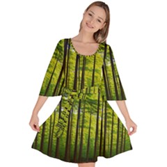 Green Forest Jungle Trees Nature Sunny Velour Kimono Dress