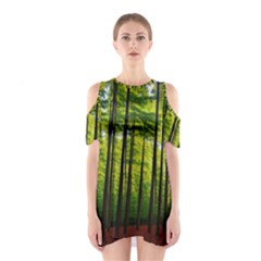 Green Forest Jungle Trees Nature Sunny Shoulder Cutout One Piece Dress