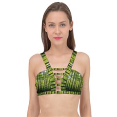 Green Forest Jungle Trees Nature Sunny Cage Up Bikini Top by Ravend