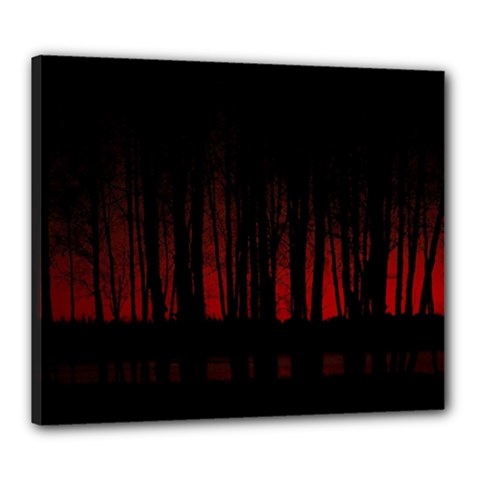 Scary Dark Forest Red And Black Canvas 24  X 20  (stretched) by Ravend