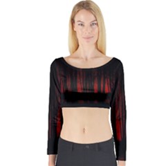 Scary Dark Forest Red And Black Long Sleeve Crop Top by Ravend