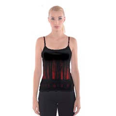 Scary Dark Forest Red And Black Spaghetti Strap Top