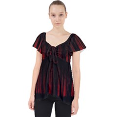 Scary Dark Forest Red And Black Lace Front Dolly Top