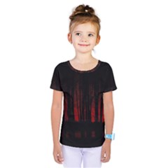 Scary Dark Forest Red And Black Kids  One Piece Tee