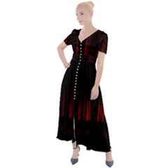 Scary Dark Forest Red And Black Button Up Short Sleeve Maxi Dress by Ravend