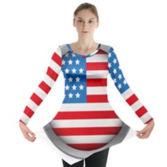 United Of America Usa Flag Long Sleeve Tunic  by Celenk