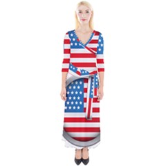 United Of America Usa Flag Quarter Sleeve Wrap Maxi Dress by Celenk