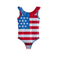 United Of America Usa Flag Kids  Frill Swimsuit by Celenk