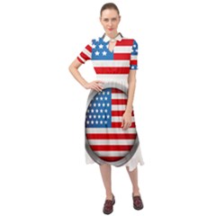 United Of America Usa Flag Keyhole Neckline Chiffon Dress by Celenk