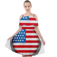 United Of America Usa Flag Cut Out Shoulders Chiffon Dress by Celenk