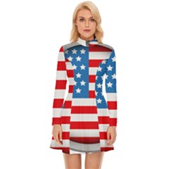 United Of America Usa Flag Long Sleeve Velour Longline Dress by Celenk