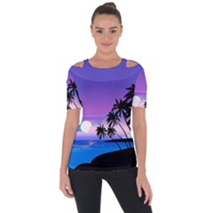 Scenery Landscape Nature Shoulder Cut Out Short Sleeve Top by Ravend