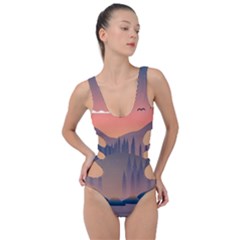 Cool Landscape Night Minimal Art Minimalist Side Cut Out Swimsuit