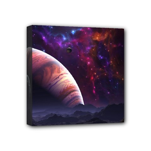 Clouds Fantasy Space Landscape Colorful Planet Mini Canvas 4  X 4  (stretched)