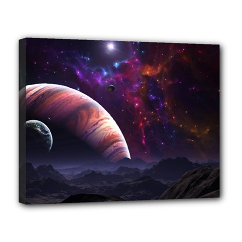 Clouds Fantasy Space Landscape Colorful Planet Canvas 14  X 11  (stretched)