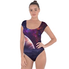 Clouds Fantasy Space Landscape Colorful Planet Short Sleeve Leotard 