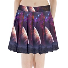 Clouds Fantasy Space Landscape Colorful Planet Pleated Mini Skirt