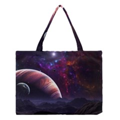 Clouds Fantasy Space Landscape Colorful Planet Medium Tote Bag by Ravend