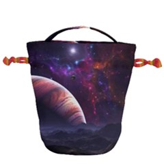 Clouds Fantasy Space Landscape Colorful Planet Drawstring Bucket Bag