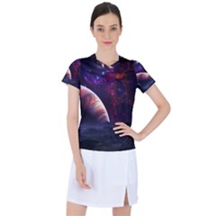 Clouds Fantasy Space Landscape Colorful Planet Women s Sports Top