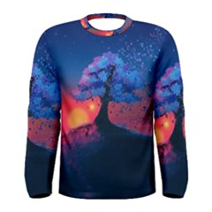 Dark Tree Sunset Landscape Art Men s Long Sleeve Tee