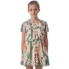 Kids Animals & Jungle Friends Kids  Short Sleeve Pinafore Style Dress by Ravend