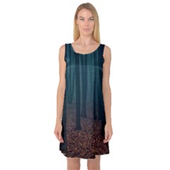 Dark Forest Nature Sleeveless Satin Nightdress