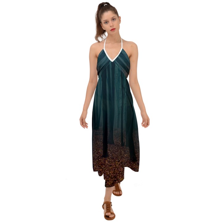 Dark Forest Nature Halter Tie Back Dress 